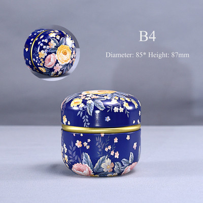 Cutie de ambalare portabilă în stil japonez cu flori pentru ceai, recipiente rotunde mici din tablă, cutie de ceai, tablă de tablă, borcan de murături sigilat de uz casnic