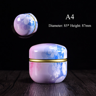 Cutie de ambalare portabilă în stil japonez cu flori pentru ceai, recipiente rotunde mici din tablă, cutie de ceai, tablă de tablă, borcan de murături sigilat de uz casnic