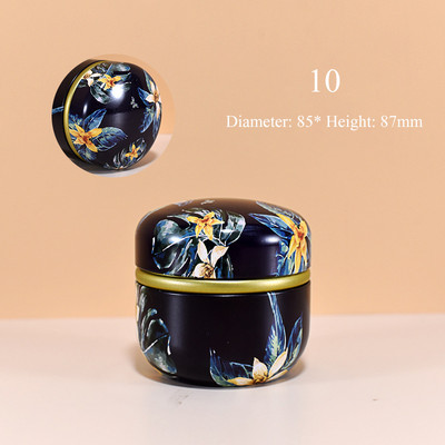 Cutie de ambalare portabilă în stil japonez cu flori pentru ceai, recipiente rotunde mici din tablă, cutie de ceai, tablă de tablă, borcan de murături sigilat de uz casnic
