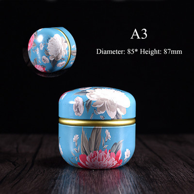 Cutie de ambalare portabilă în stil japonez cu flori pentru ceai, recipiente rotunde mici din tablă, cutie de ceai, tablă de tablă, borcan de murături sigilat de uz casnic