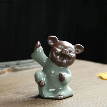 WDDSXXJSL Creative Kung Fu Piggy Zisha Ge Kiln Tea Pets Decoration Friends Gifts Начало Всекидневна Чай Магазин Аксесоари Чай Домашни любимци