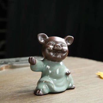 WDDSXXJSL Creative Kung Fu Piggy Zisha Ge Kiln Tea Pets Decoration Friends Gifts Начало Всекидневна Чай Магазин Аксесоари Чай Домашни любимци