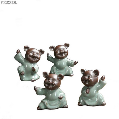 WDDSXXJSL Creative Kung Fu Piggy Zisha Ge Kiln Tea Pets Decoration Friends Gifts Начало Всекидневна Чай Магазин Аксесоари Чай Домашни любимци