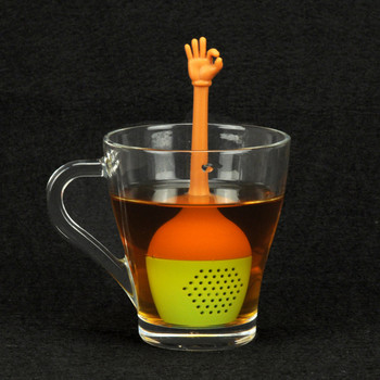 Творчески забавен жест с ръка Форма за запарване на чай Цедка за чай и кафе за многократна употреба Чаени торбички за чай Филтър за листа Кухненски аксесоари