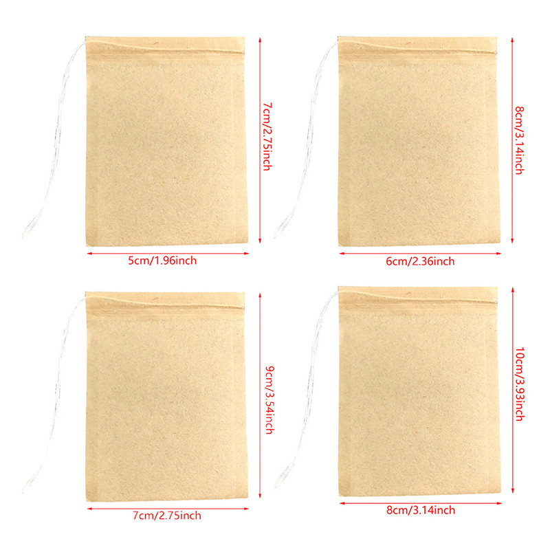 Tējas maisiņi, bioloģiski noārdāms papīra tējas maisiņš, aukliņa, videi draudzīgs filtrs, tukšs tējas maisiņi, birstošu lapu tējas pulveris, augu izcelsmes zāles 100 gab.