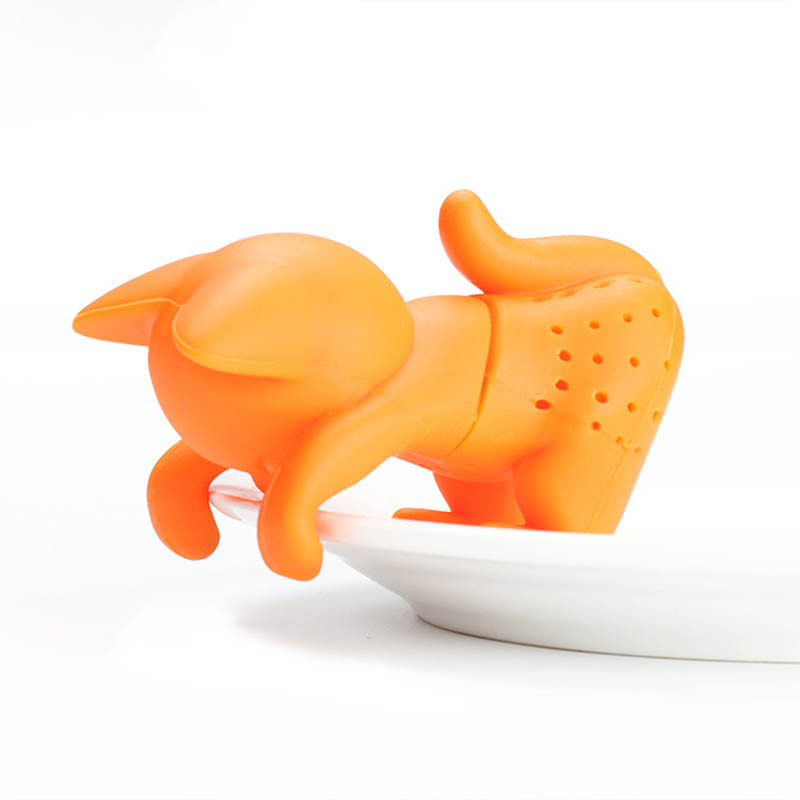 1 db Újrafelhasználható Tea Infuser Teaszűrő Narancssárga Tea Filter Teáskanna Teászsákok Szilikon Aranyos Macska Forma Fűszer Laza Tealevél Gyógynövény eszköz