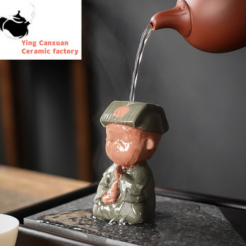 1PCS Китайски ръчно изработен лилав глинен чай Pet Сладка фигура Статуя Орнаменти Бутиков сервиз за чай Аксесоари за декорация Настолни занаяти