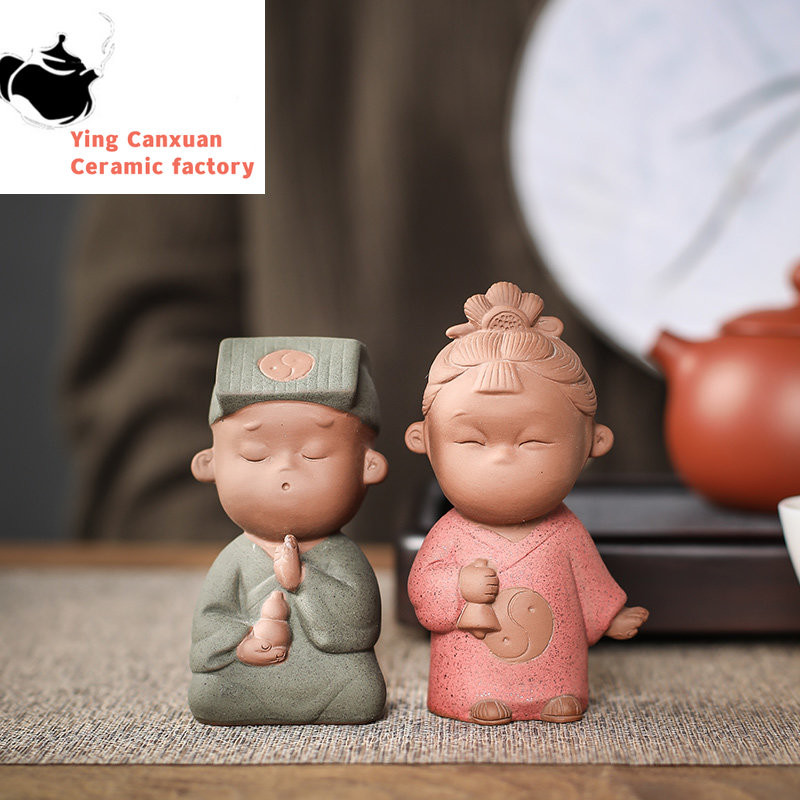 1GB ķīniešu roku darbs purpursarkanā māla tēja mājdzīvnieks jauka figūriņa, rotājumi Boutique tējas servīzes dekorācijas piederumi galddatora amatniecība