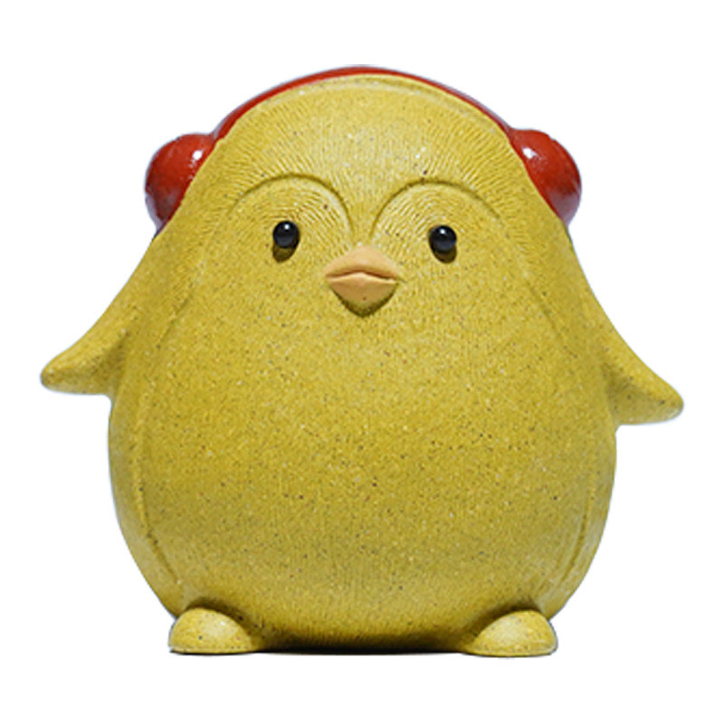 1 gab. Roku darbs purpursarkanā māla burvīgs pingvīns, dzeltens figūriņas rotājums ar pirkstu galiem, tēja, rotaļlieta, tēja Mājdzīvnieki Boutique tējas galda amatniecība