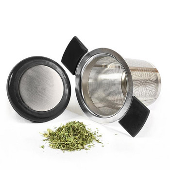 Кошница за многократна употреба от неръждаема стомана Цедка за чай с фина мрежа и капак Филтри за чай и кафе за насипни чаени листа