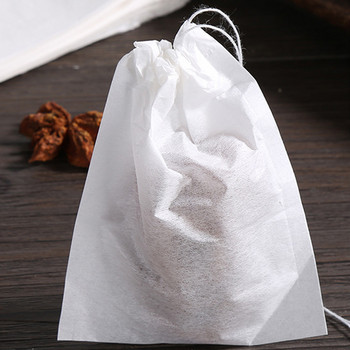 100 бр. Еднократни торбички за чай Хартиени торбички Чантичка с шнур Аксесоари за чай Филтър за подправки Сашета Кухненски консумативи Филтърни хартиени торбички