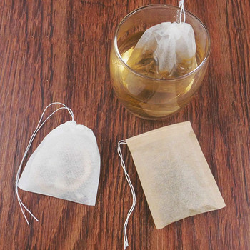 100 бр. Еднократни торбички за чай Хартиени торбички Чантичка с шнур Аксесоари за чай Филтър за подправки Сашета Кухненски консумативи Филтърни хартиени торбички