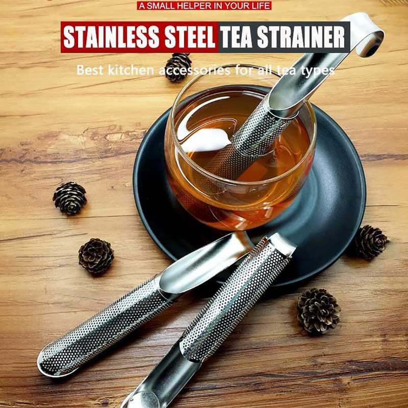 Tea Infuser Rozsdamentes acél rúd Pipe Tea Meredek Szűrő Hálós teafőző ömlesztett tealevél fűszernövények Fűszer egycsészék sörbögrékhez