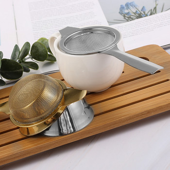 Цедка за чай Филтри за чай с дръжка Мрежест гевгир от неръждаема стомана за многократна употреба Практичен чай Кафе Инфузер за подправки Подарък Злато Сребро