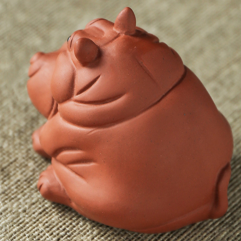 Mini ujjbegy lila agyagtea háziállat kézzel készített víziló szobor díszek házi kézművesség kínai teáskészlet dekorációs kiegészítők ajándékok