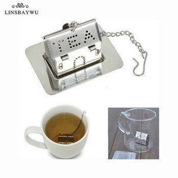 LINSBAYWU Горещи продавани креативни чаени топки Цедка от неръждаема стомана Чаена торбичка с форма на чаено листо Заключваща се мрежеста инфузер Аксесоари за чай