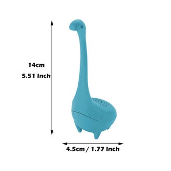 Забавен силиконов чай Infuser Loch Ness Monster Цедки за чай Nessie Dinosaur Филтър за изтичане на чай с дълга дръжка Аксесоар Кухня