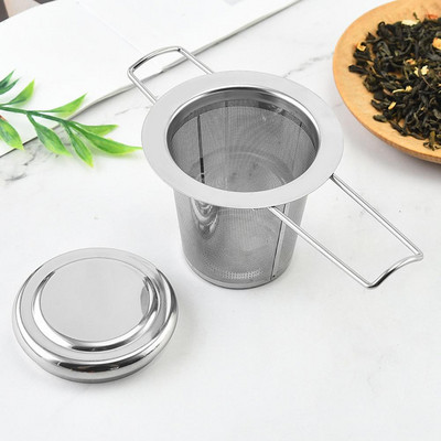 Infuzor de ceai cu mâner plasă fină reutilizabilă anti-rugina Magazin de ceai de uz casnic Filtru de frunze de ceai pentru bucătărie Accesorii pentru ceai
