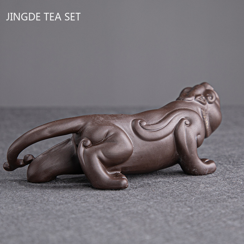 Tradition Purple Clay Pixiu Ornament Mic Ceai Norocos Masa de Ceai pentru Animale de companie Accesorii Creative Set de Ceai Artizanat Decor de birou