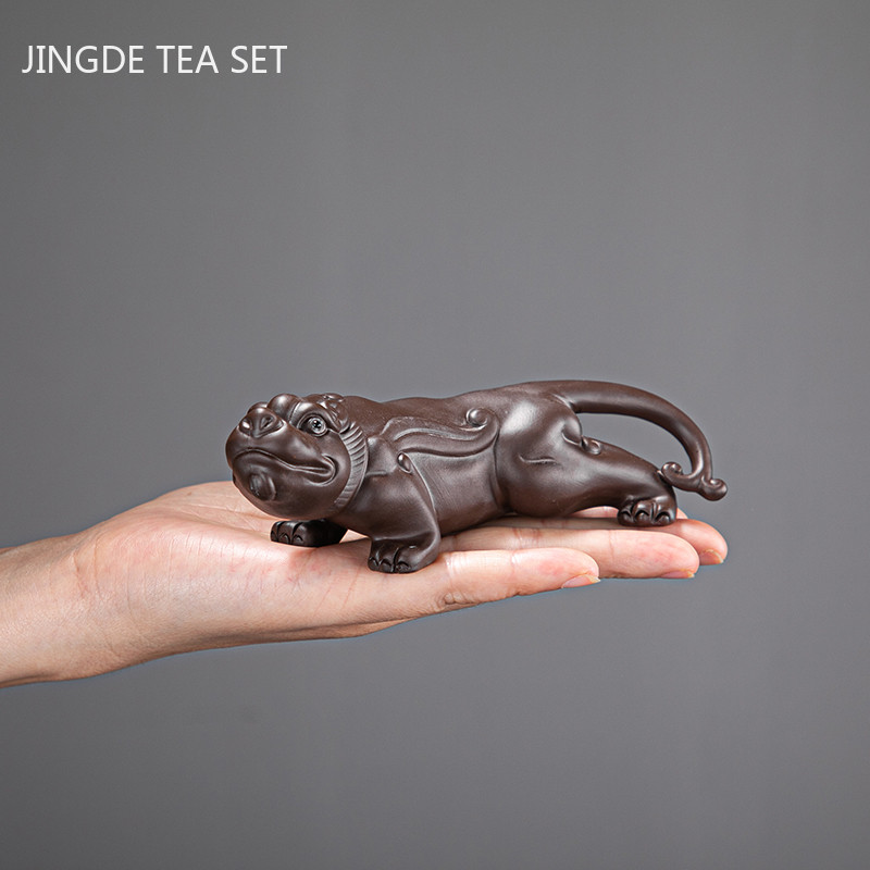 Tradition Purple Clay Pixiu Ornament Mic Ceai Norocos Masa de Ceai pentru Animale de companie Accesorii Creative Set de Ceai Artizanat Decor de birou