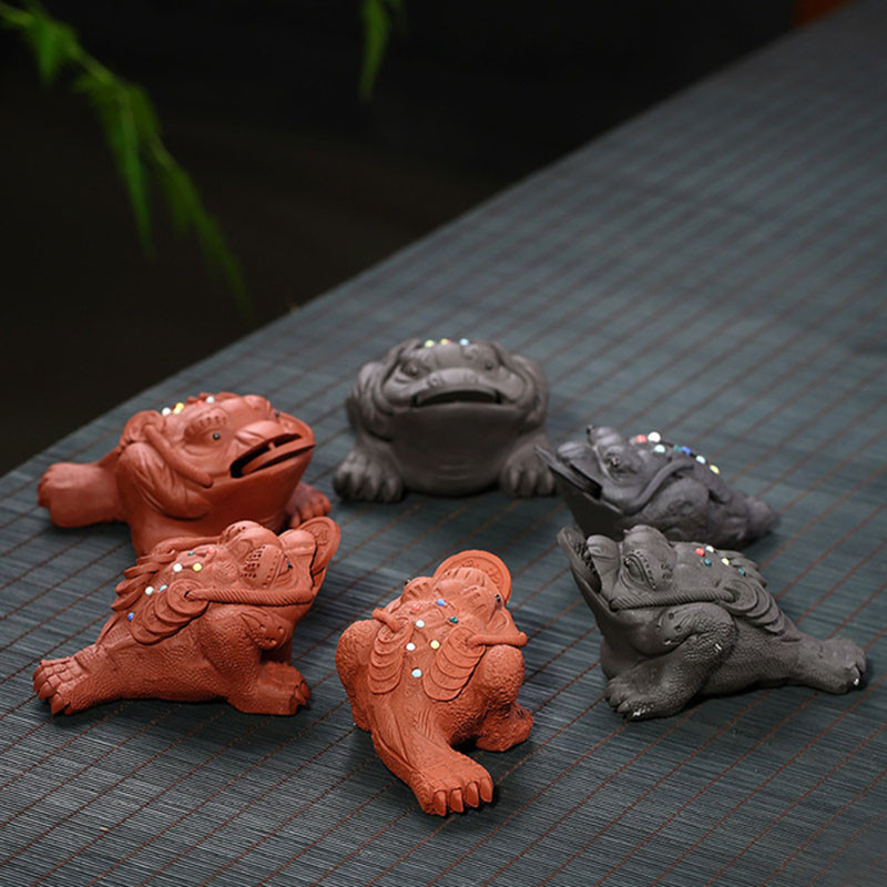 Coroană de bun augur Ceai de broască râioasă Pet Purple Argilă Artă Ornamente decorative Tavă de joc pentru ceai Accesorii pentru ceai Kungfu