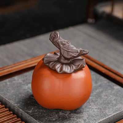 Radošs hurmas modelis Purpursarkanā māla tēja Mājdzīvnieks Veiksmi Mājas Ornaments Roku darbs Amatniecība Ķīniešu tējas galda dekorēšanas piederumi