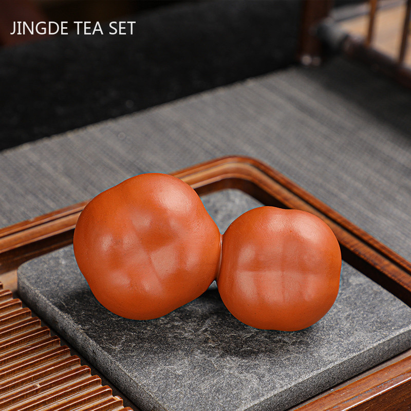 Radošs hurmas modelis Purpursarkanā māla tēja Mājdzīvnieks Veiksmi Mājas Ornaments Roku darbs Amatniecība Ķīniešu tējas galda dekorēšanas piederumi