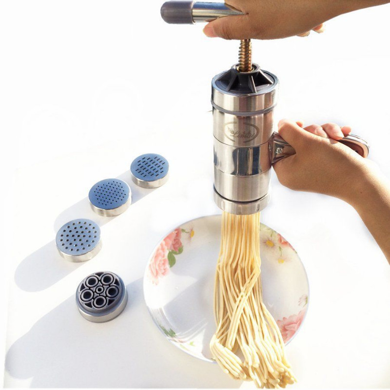 Nerūdijančio plieno rankinis makaronų aparatas rankinio slėgio makaronų gaminimo formavimo makaronų spagečių spaudimo mašina Buitinė spaudimo mašina