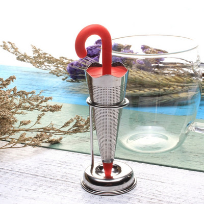 Legújabb rozsdamentes acél tea infuser esernyő formájú szilikon gyógynövényes fűszerszűrő szűrő Mar-10