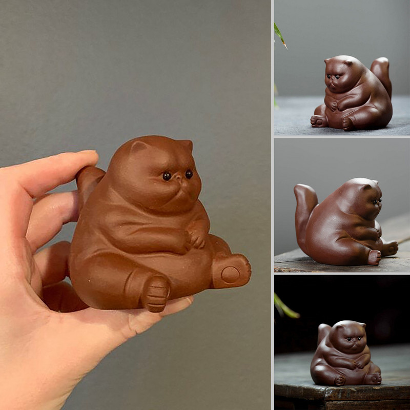 Recruit Wealth Cat Tea Kisállat cserepes tea figura Agyaggal díszített vízforraló Háziállatok Dekorációs teaszertartási készlet Kisállat kerámia teáskészlet