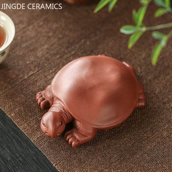 Творчески лилав глинен чай с костенурка Статуя на животно за домашен любимец Орнамент за маса за чай Традиционни декорации за чайни съдове Занаяти Аксесоари за чай