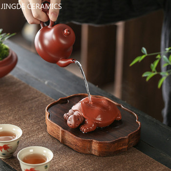 Творчески лилав глинен чай с костенурка Статуя на животно за домашен любимец Орнамент за маса за чай Традиционни декорации за чайни съдове Занаяти Аксесоари за чай
