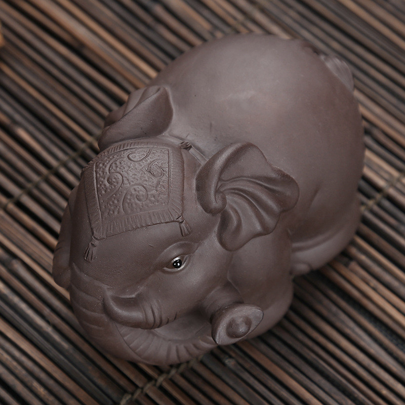 Tea Kisállat Nappali Elefánt Boutique Kijelző Irodai asztal Emelje Lucky Purple Homoktea Kiváló kidolgozású asztaldísz