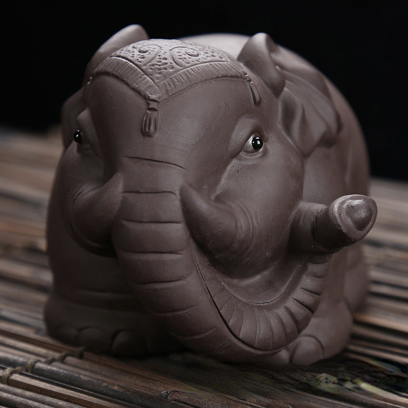 Tea Kisállat Nappali Elefánt Boutique Kijelző Irodai asztal Emelje Lucky Purple Homoktea Kiváló kidolgozású asztaldísz