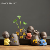 Creativitate, lucrat manual, ceai din lut mov, animal de companie, călugăr Buddha, porcușor, statuie, ornamente, ghiveci cu flori de birou, ghiveci pentru casa, cadouri de decorare pentru masă