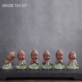 Креативност Керамика Чай Домашен любимец Буда Монах Фигурка Орнаменти Настолни занаяти Ръчно изработена декорация на маса за чай Аксесоари Подаръци