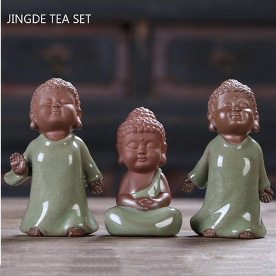 Kreativitás Kerámia Tea Háziállat Buddha Szerzetes figura Díszek Asztali kézművesség Kézzel készített teásasztal dekoráció Kiegészítők Ajándékok