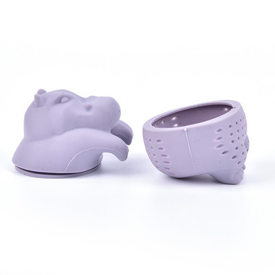 1 gab. Mājas vaļēju lapu difuzora piederumi, Silikona nīlzirgu formas tējas infuzors atkārtoti lietojams tējas sietiņš kafijas garšaugu filtrs