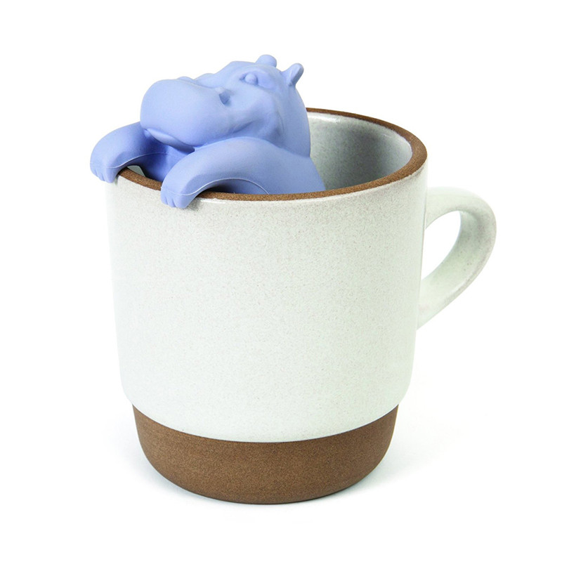 1 gab. Mājas vaļēju lapu difuzora piederumi, Silikona nīlzirgu formas tējas infuzors atkārtoti lietojams tējas sietiņš kafijas garšaugu filtrs