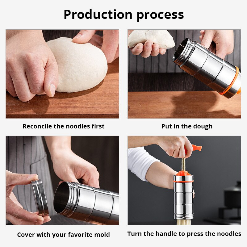 Rankinis makaronų gaminimo aparatas nerūdijančio plieno rankinis makaronų ir makaronų aparatas, skirtas virtuvės įrankiui su 7 ašmenų peilių pjaustytuvu