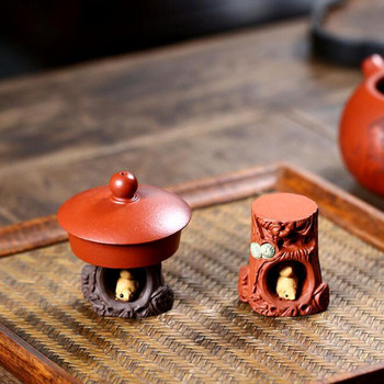 Лилав глинен чай Домашен любимец Творческа катерица Забавно гнездо Дърво Kunfu Аксесоари за чай Кухненски прибори за чай Декорация Орнаменти