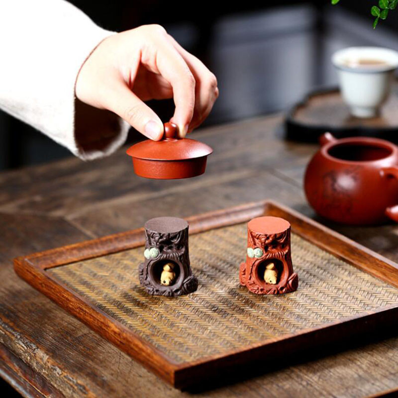 Violetinė molio arbata augintinė Kūrybinė voverė Linksmas lizdo medis Kunfu arbatos priedai Virtuvės arbatos indai, papuošalai