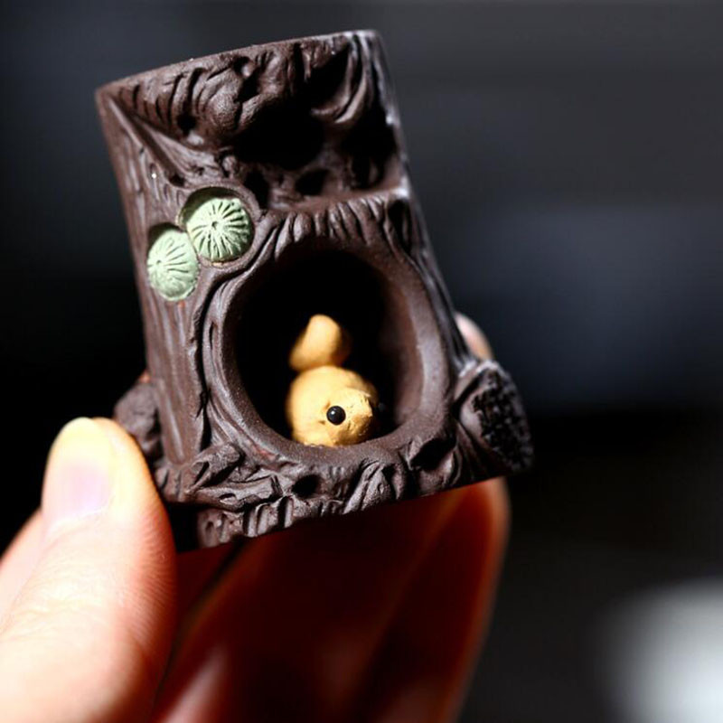 Violetinė molio arbata augintinė Kūrybinė voverė Linksmas lizdo medis Kunfu arbatos priedai Virtuvės arbatos indai, papuošalai