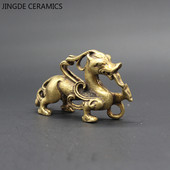 Ρετρό χάλκινα μικρά χαριτωμένα ειδώλια δράκου Μινιατούρες στολίδι επιφάνειας εργασίας Διακοσμήσεις αξεσουάρ Μεταλλικό ορείχαλκο Ζώο τσαγιού Διακοσμητικά για κατοικίδια