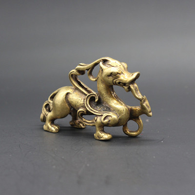 Ρετρό χάλκινα μικρά χαριτωμένα ειδώλια δράκου Μινιατούρες στολίδι επιφάνειας εργασίας Διακοσμήσεις αξεσουάρ Μεταλλικό ορείχαλκο Ζώο τσαγιού Διακοσμητικά για κατοικίδια