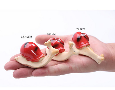 3db/készlet Nappali Kis csiga Tea Háziállatok Díszek Kerámia Bonsai Mikro Táj Otthon Asztali Dekoráció Teáskészlet Kiegészítők