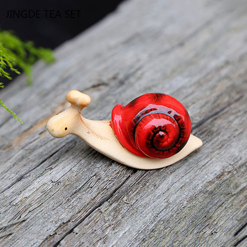 3db/készlet Nappali Kis csiga Tea Háziállatok Díszek Kerámia Bonsai Mikro Táj Otthon Asztali Dekoráció Teáskészlet Kiegészítők