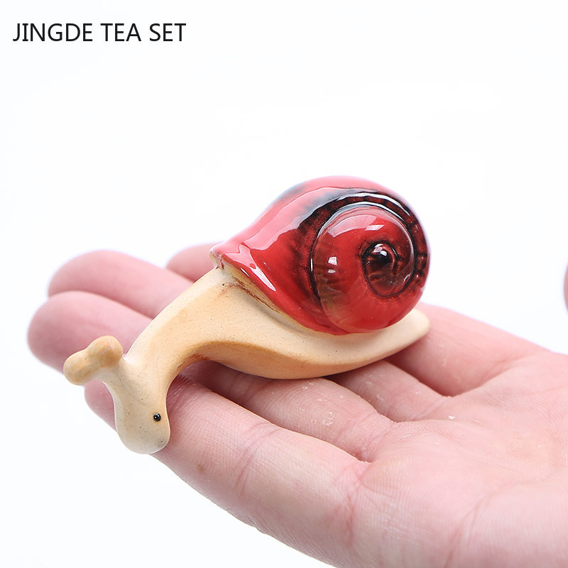 3db/készlet Nappali Kis csiga Tea Háziállatok Díszek Kerámia Bonsai Mikro Táj Otthon Asztali Dekoráció Teáskészlet Kiegészítők