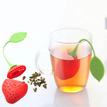 1 τεμ Cute Tea 7 Χρώμα Sweet Leaf Silicone Tea Infuser Επαναχρησιμοποιούμενο σουρωτήρι Δίσκος σταγόνων Novelty Tea Ball Herbal Spice Filter Tea Tools