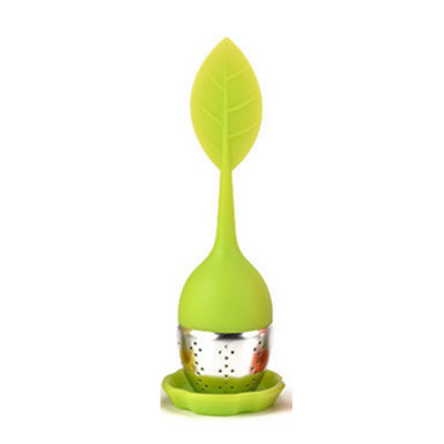 1db Aranyos tea 7 színű édes levelű szilikon tea infuser Újrafelhasználható szűrő csepptálca Újdonság teagolyó gyógynövényes fűszerszűrő teaeszközök